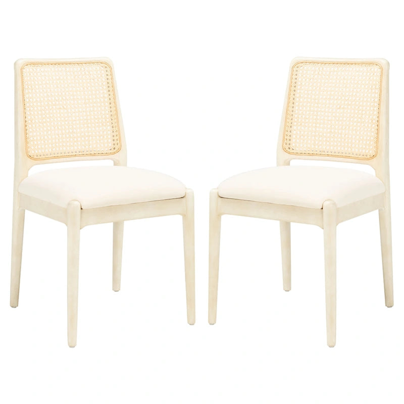 Chaise de salle à manger en rotin avec coussin (lot de 2) - 19 larg. x 17,5 long. x 32 haut.