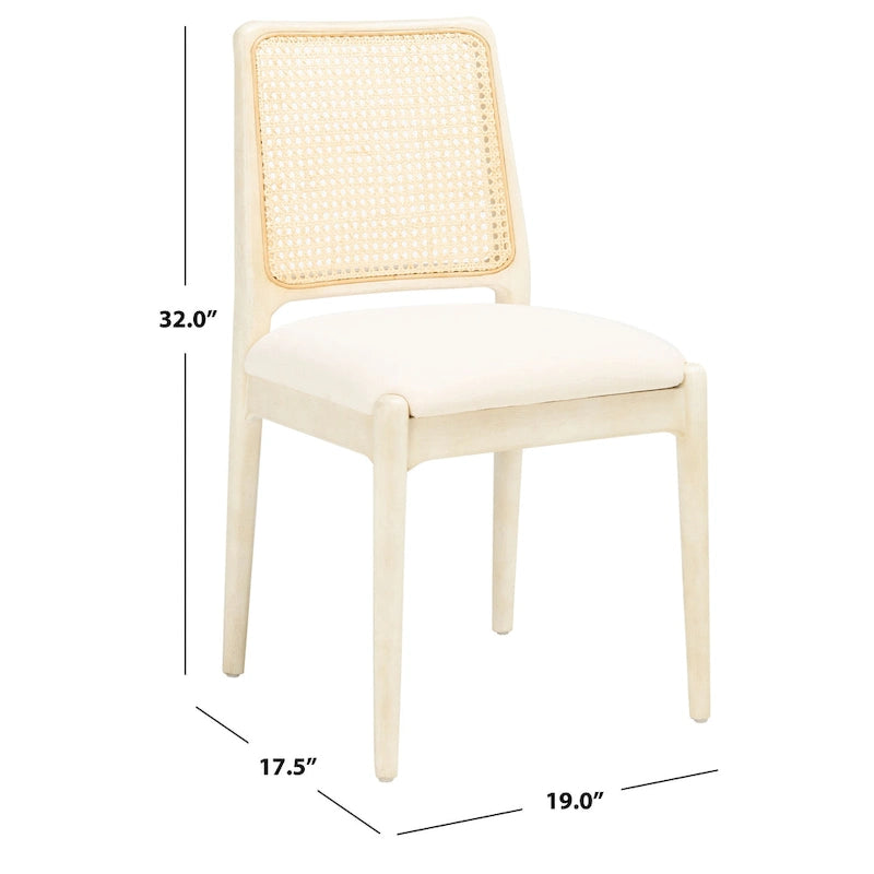 Chaise de salle à manger en rotin avec coussin (lot de 2) - 19 larg. x 17,5 long. x 32 haut.