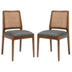 Chaise de salle à manger en rotin avec coussin (lot de 2) - 19 larg. x 17,5 long. x 32 haut.