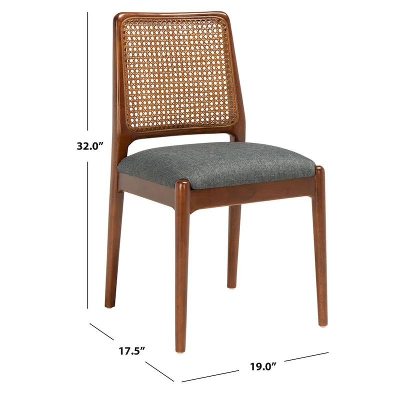 Chaise de salle à manger en rotin avec coussin (lot de 2) - 19 larg. x 17,5 long. x 32 haut.