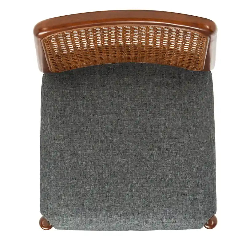Chaise de salle à manger en rotin avec coussin (lot de 2) - 19 larg. x 17,5 long. x 32 haut.