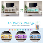 Meuble TV Classique de 70 Pouces, Console TV pour Téléviseur de 75 Pouces avec LED