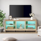 Meuble TV Classique de 70 Pouces, Console TV pour Téléviseur de 75 Pouces avec LED