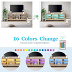 Meuble TV Classique de 70 Pouces, Console TV pour Téléviseur de 75 Pouces avec LED