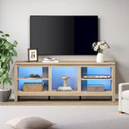 Meuble TV Classique de 70 Pouces, Console TV pour Téléviseur de 75 Pouces avec LED