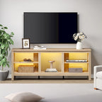 Meuble TV Classique de 70 Pouces, Console TV pour Téléviseur de 75 Pouces avec LED