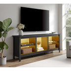 Meuble TV Classique de 70 Pouces, Console TV pour Téléviseur de 75 Pouces avec LED