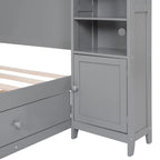 Lit double en bois avec armoire et étagère tout-en-un