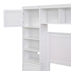 Lit double en bois avec armoire et étagère tout-en-un