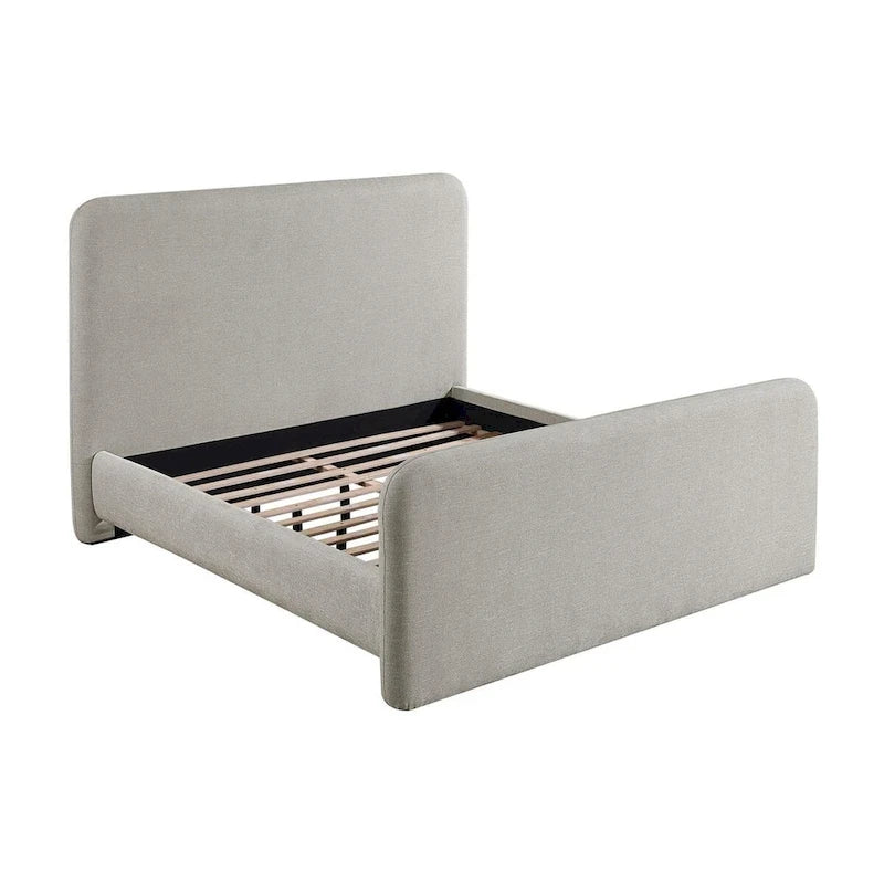 Lit plateforme rembourré gris