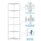 Étagère d'angle autoportante robuste à 6 niveaux pour rangement et exposition