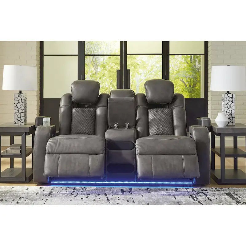 Causeuse inclinable électrique avec console – 74 larg. x 43 prof. x 43 haut.