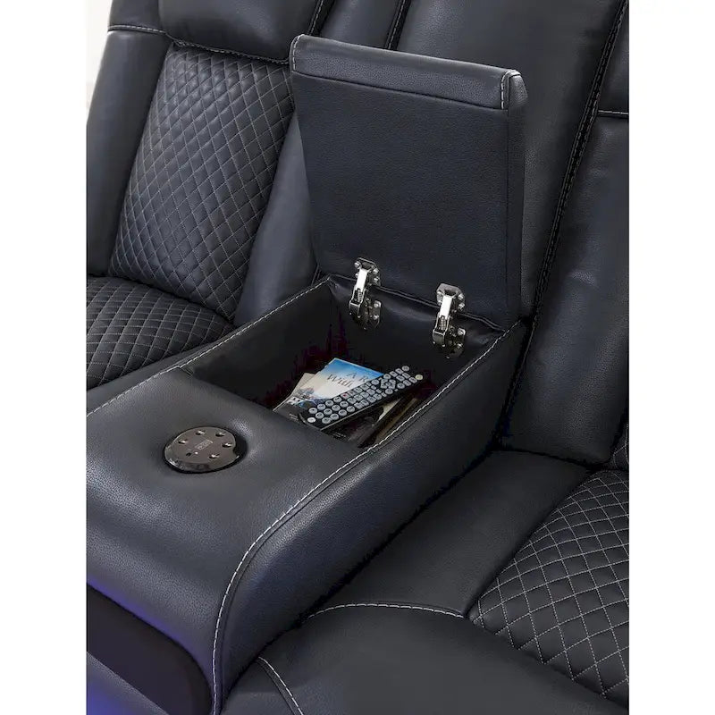 Causeuse inclinable électrique avec console – 74 larg. x 43 prof. x 43 haut.