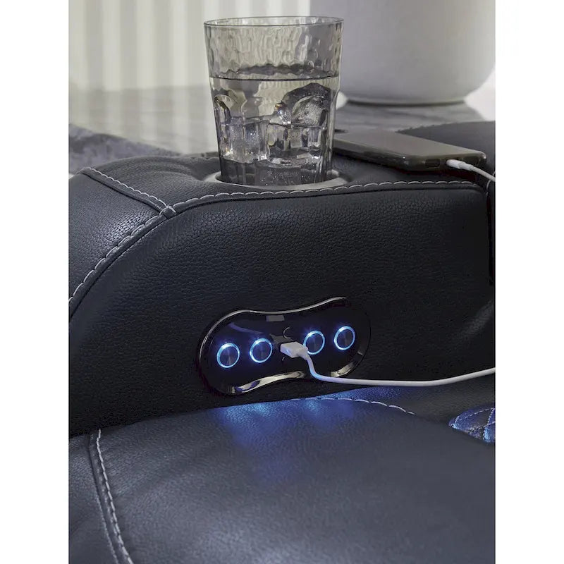 Causeuse inclinable électrique avec console – 74 larg. x 43 prof. x 43 haut.