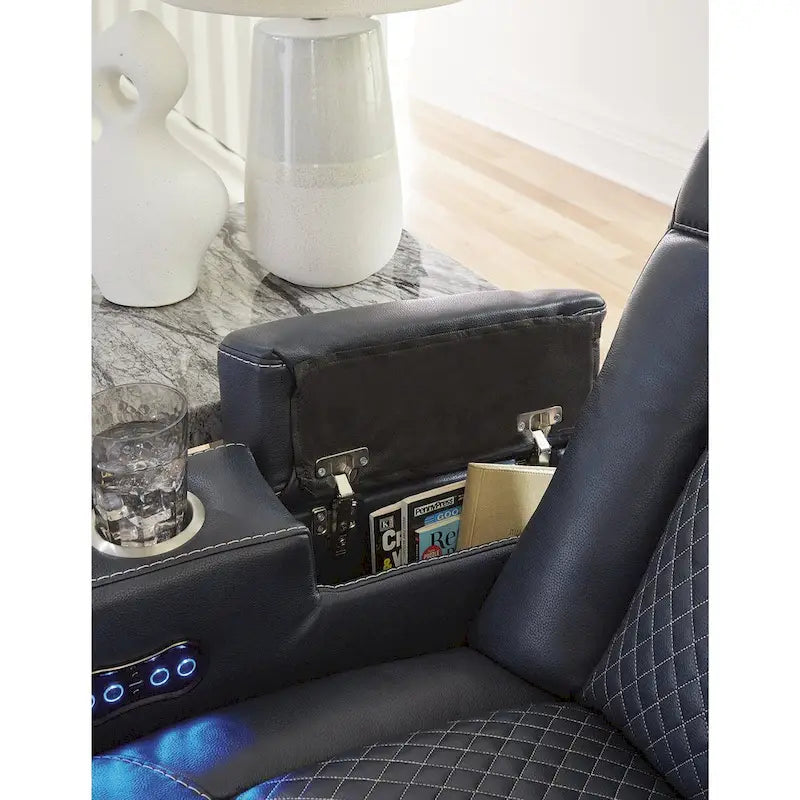 Causeuse inclinable électrique avec console – 74 larg. x 43 prof. x 43 haut.