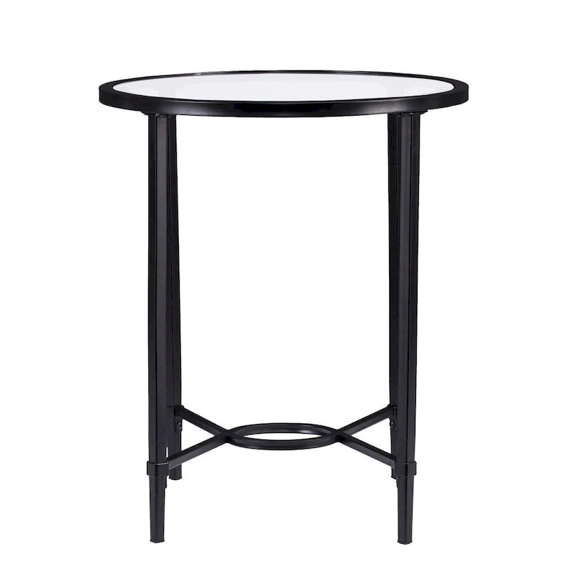 Table d'appoint ovale en verre noir et transparent de 25 pouces - 25x21x24.75