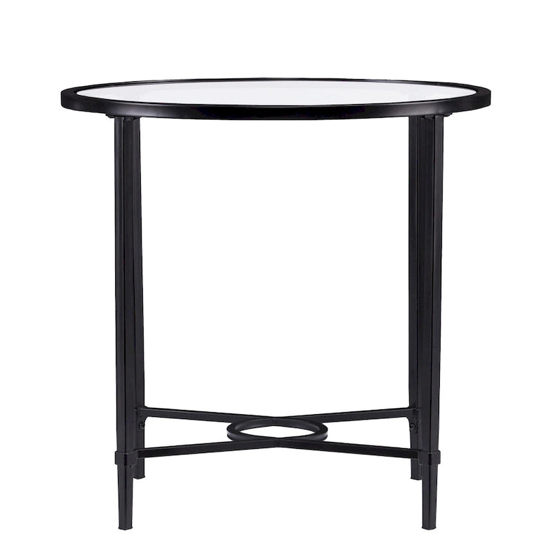 Table d'appoint ovale en verre noir et transparent de 25 pouces - 25x21x24.75