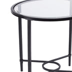 Table d'appoint ovale en verre noir et transparent de 25 pouces - 25x21x24.75