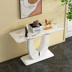 Table de bar rectangulaire moderne simple blanc brillant 120 x 46 x 75 cm pour salon, chambre, chevet, entrée