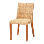 Chaise de salle à manger Bohème en rotin Kubu miel clair et bois d'acajou