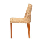 Chaise de salle à manger Bohème en rotin Kubu miel clair et bois d'acajou