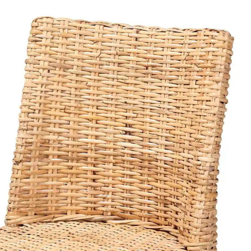 Chaise de salle à manger Bohème en rotin Kubu miel clair et bois d'acajou