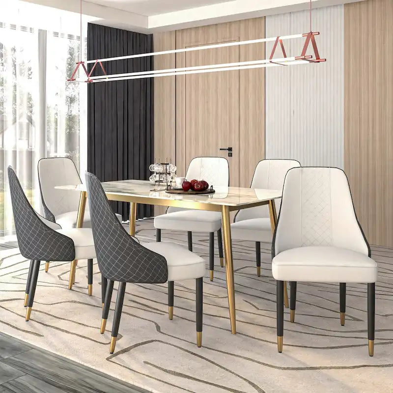 Chaises de salle à manger avec assise en tissu/cuir et pieds en bois de chêne noir