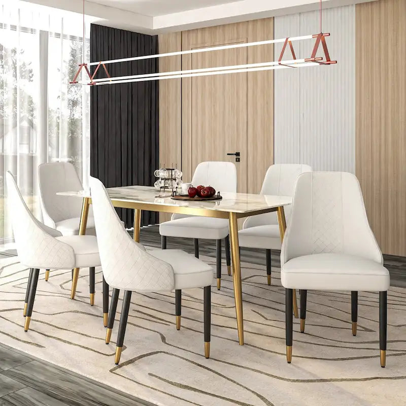 Chaises de salle à manger avec assise en tissu/cuir et pieds en bois de chêne noir