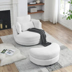 Fauteuil pivotant surdimensionné 39W, pouf de rangement lune, causeuse pivotante circulaire, fauteuils baquets, canapé douillet, chaise longue, 4 oreillers