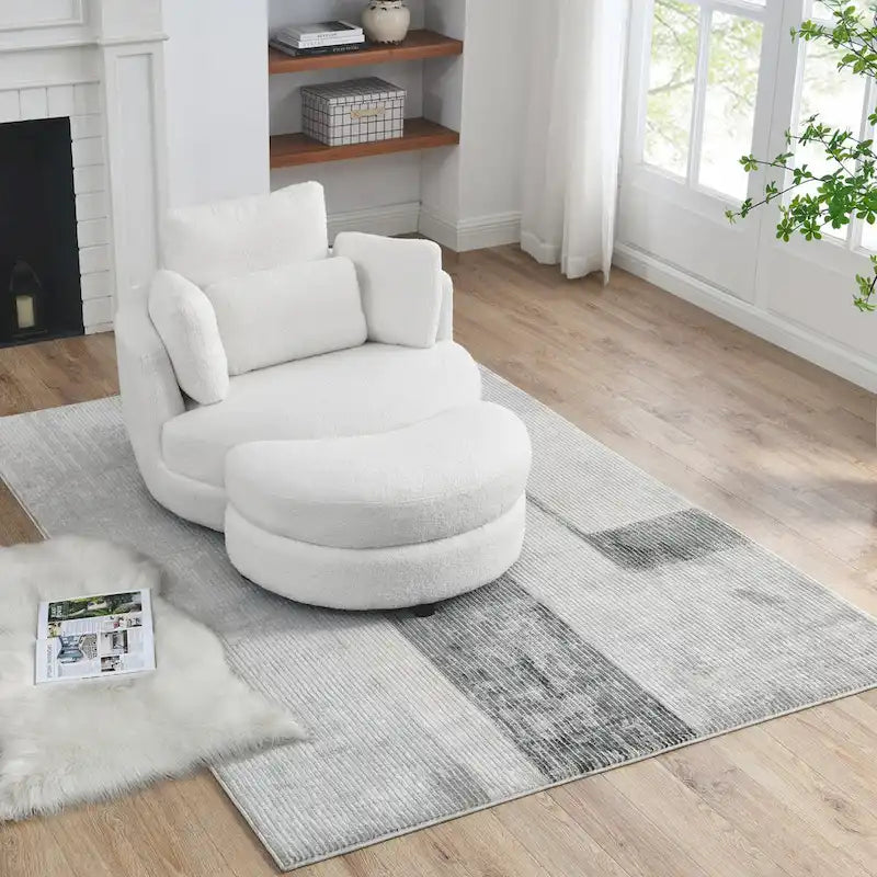 Fauteuil pivotant surdimensionné 39W, pouf de rangement lune, causeuse pivotante circulaire, fauteuils baquets, canapé douillet, chaise longue, 4 oreillers