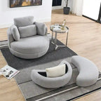 Fauteuil pivotant surdimensionné 39W, pouf de rangement lune, causeuse pivotante circulaire, fauteuils baquets, canapé douillet, chaise longue, 4 oreillers