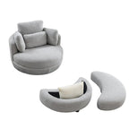 Fauteuil pivotant surdimensionné 39W, pouf de rangement lune, causeuse pivotante circulaire, fauteuils baquets, canapé douillet, chaise longue, 4 oreillers