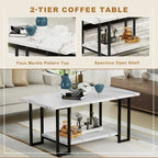 Ensemble de 3 tables basses de style moderne avec 2 tables d'appoint, ensemble de 3 tables de salon avec plateau en faux marbre