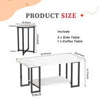 Ensemble de 3 tables basses de style moderne avec 2 tables d'appoint, ensemble de 3 tables de salon avec plateau en faux marbre