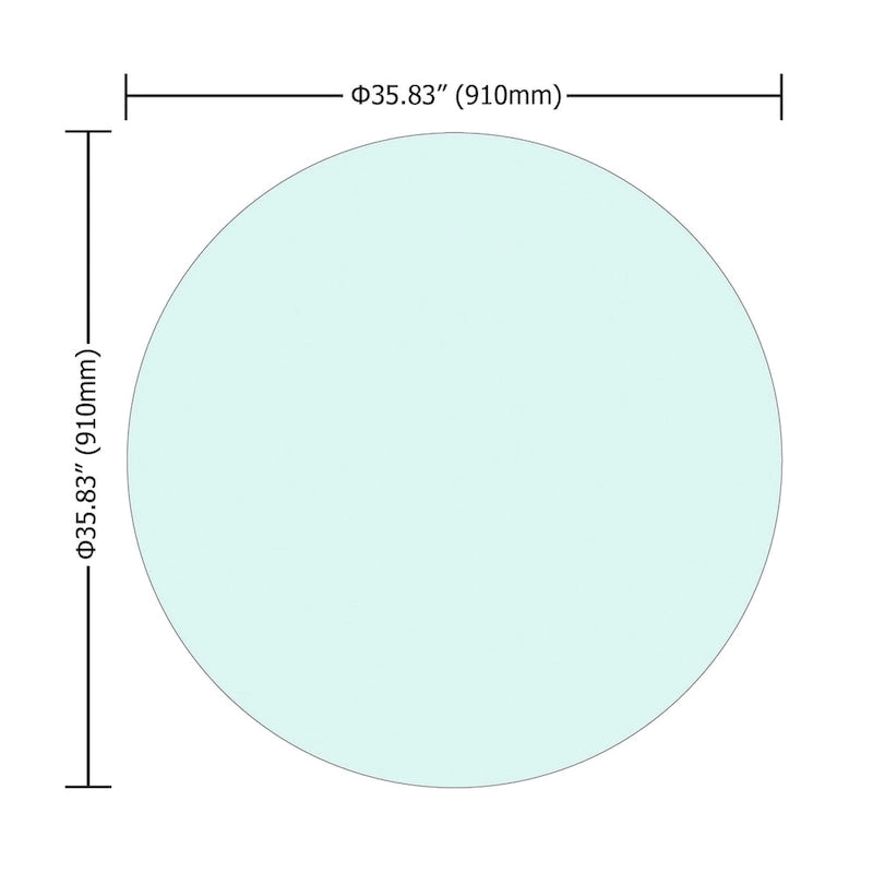 Dessus de table rond en verre trempé de 36 pouces Verre clair de 1/4 pouce d'épaisseur avec bord plat poli