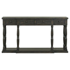 Console de style rétro pour entrée, salon ou chambre, avec 4 tiroirs de rangement et 1 étagère