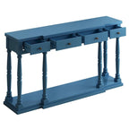 Console de style rétro pour entrée, salon ou chambre, avec 4 tiroirs de rangement et 1 étagère
