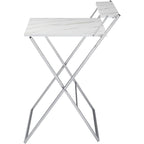 Bureau informatique compact pliable à 2 niveaux, plateau en marbre avec cadre argenté