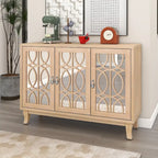 3 Door Mirrored Buffet Cabinet with Silver Handle for Living room and Dining