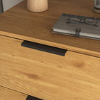 Meuble de Rangement avec 3 Tiroirs et Étagère Réglable, Meuble Mid-Century avec Porte, Meuble d'Appoint, Couleur Bois Naturel