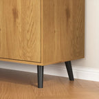 Meuble de Rangement avec 3 Tiroirs et Étagère Réglable, Meuble Mid-Century avec Porte, Meuble d'Appoint, Couleur Bois Naturel