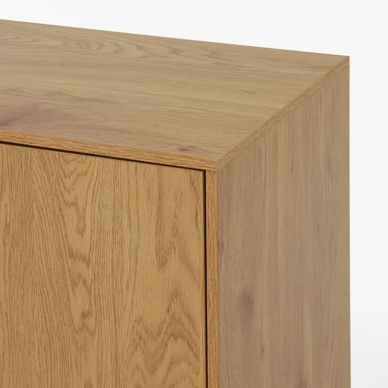 Meuble de Rangement avec 3 Tiroirs et Étagère Réglable, Meuble Mid-Century avec Porte, Meuble d'Appoint, Couleur Bois Naturel