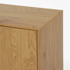 Meuble de Rangement avec 3 Tiroirs et Étagère Réglable, Meuble Mid-Century avec Porte, Meuble d'Appoint, Couleur Bois Naturel