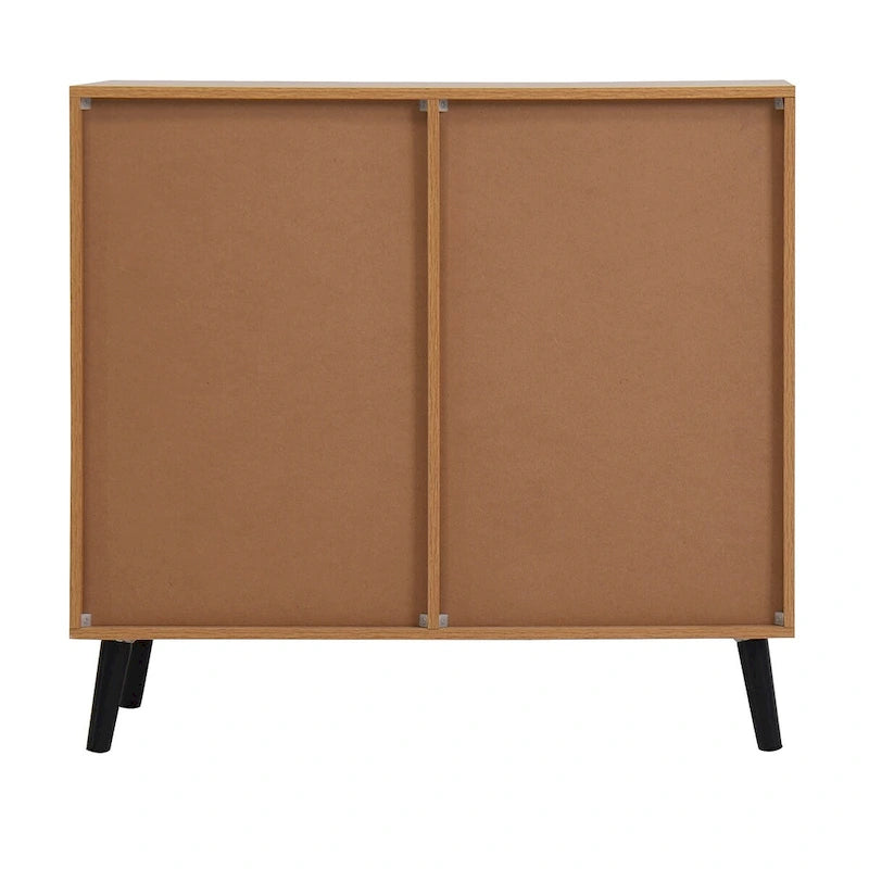 Meuble de Rangement avec 3 Tiroirs et Étagère Réglable, Meuble Mid-Century avec Porte, Meuble d'Appoint, Couleur Bois Naturel