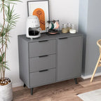 Meuble de Rangement avec 3 Tiroirs et Étagère Réglable, Meuble Mid-Century avec Porte, Meuble d'Appoint, Couleur Bois Naturel