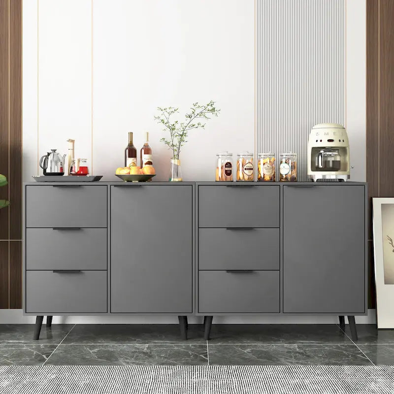 Meuble de Rangement avec 3 Tiroirs et Étagère Réglable, Meuble Mid-Century avec Porte, Meuble d'Appoint, Couleur Bois Naturel