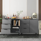 Meuble de Rangement avec 3 Tiroirs et Étagère Réglable, Meuble Mid-Century avec Porte, Meuble d'Appoint, Couleur Bois Naturel
